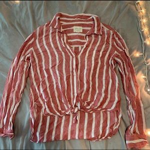 american eagle striped button up